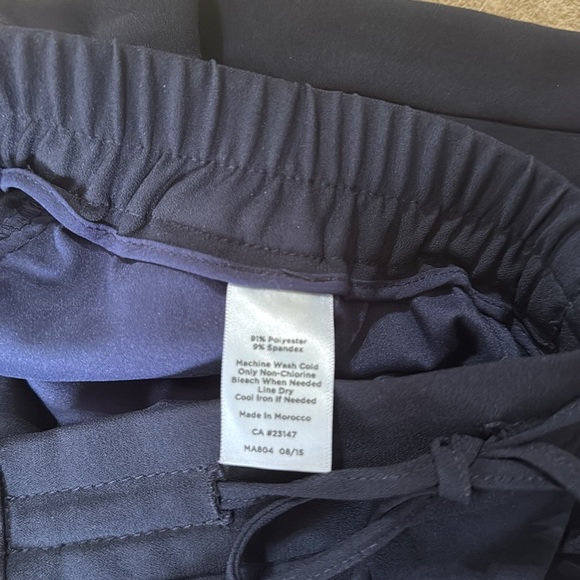 Talbots Navy Blue Pull-On Wide Leg Elastic Waist Drawstring  Pants - Picture 10 of 11